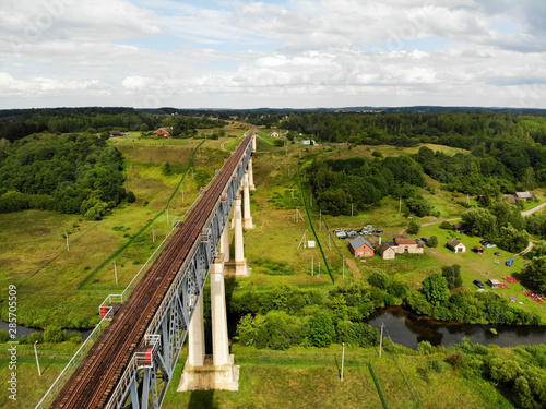 Railroad bridge of Lyduvenai, Lithuania. Longest bridge in Lithuania photo