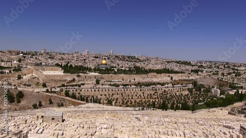 Jerusalem panoramic view, sepia vintage, Israel