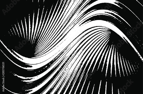 Swirled and curled stripes and brush strokes texture. Marble or acrylic atrwork imitation. Cool and swirly background. Abstract vector illustration. Black isolated on white. EPS10 