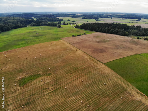 Aerial view of lithuanian autumn fields photo