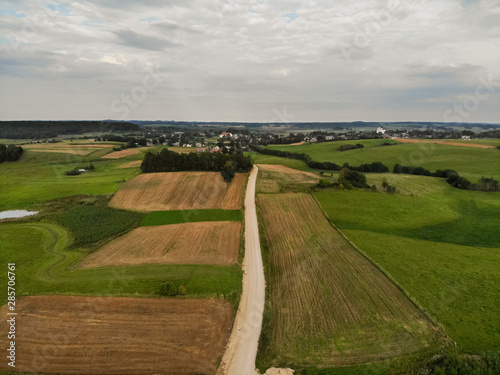 Natural aerial Lithuania rural landscape during autumn photo