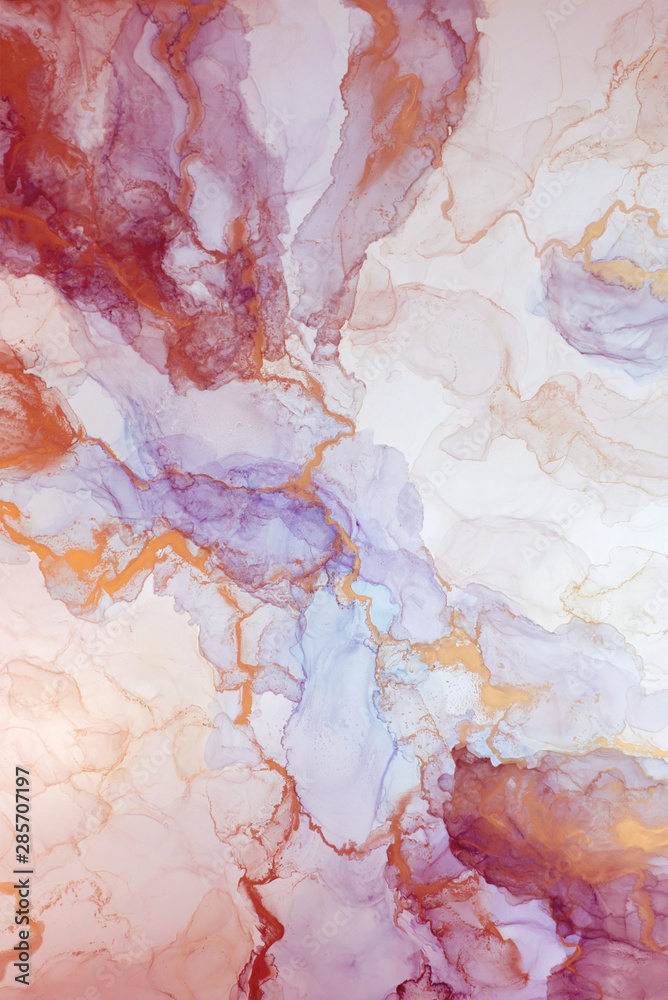 Naklejka premium The picture is painted in alcohol ink. Creative abstract artwork made with translucent ink colors. Trendy wallpaper. Abstract painting, can be used as a background for wallpapers, posters, websites.