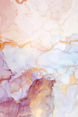 The picture is painted in alcohol ink. Creative abstract artwork made with translucent ink colors. Trendy wallpaper. Abstract painting, can be used as a background for wallpapers, posters, websites.
