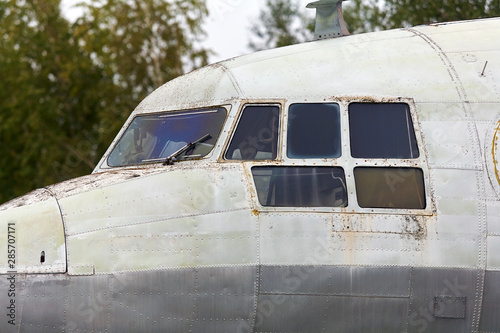 Elements of the old Soviet military aircraft close-up.