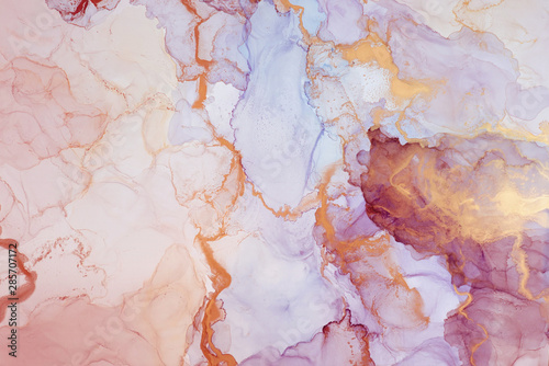 The picture is painted in alcohol ink. Creative abstract artwork made with translucent ink colors. Trendy wallpaper. Abstract painting, can be used as a background for wallpapers, posters, websites. © Mari Dein