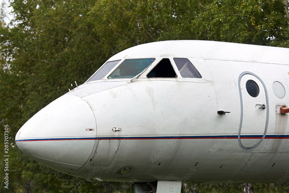 Elements of the old Soviet military aircraft close-up.