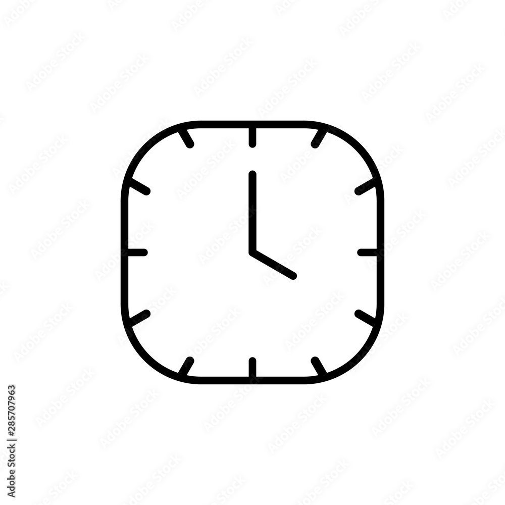 Clock line icon isolated on white background. Black and white simple watches. Time concept. Vector illustration Clock line icon isolated on white background. Black and white simple watches. Time concept. Vector illustration