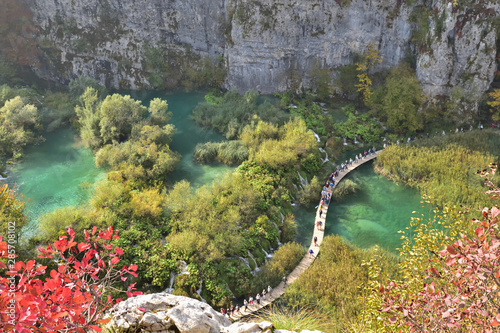 Landscape of Plitvice National Park, Croatia, in the fall
