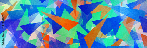 illustration of triangles and angled shapes   colorful abstract background with geometric elements  panoramic image