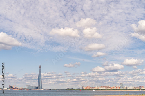 Panoramic landscape with sk...