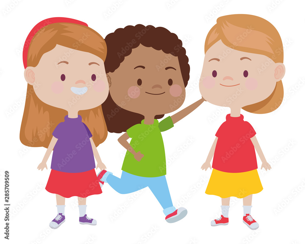 Cute happy kids having fun cartoons Cute happy kids having fun cartoons