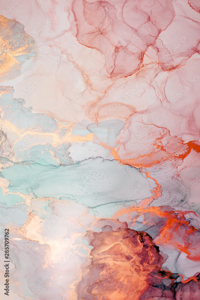 Alcohol ink. Style incorporates the swirls of marble or the ripples of agate.  Abstract painting, can be used as a trendy background for wallpapers, posters, cards, invitations, websites.