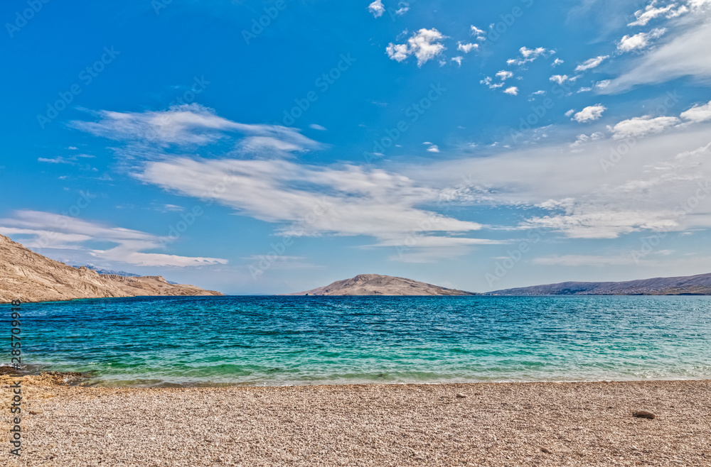Beach Rucica on the island Pag, Croatia