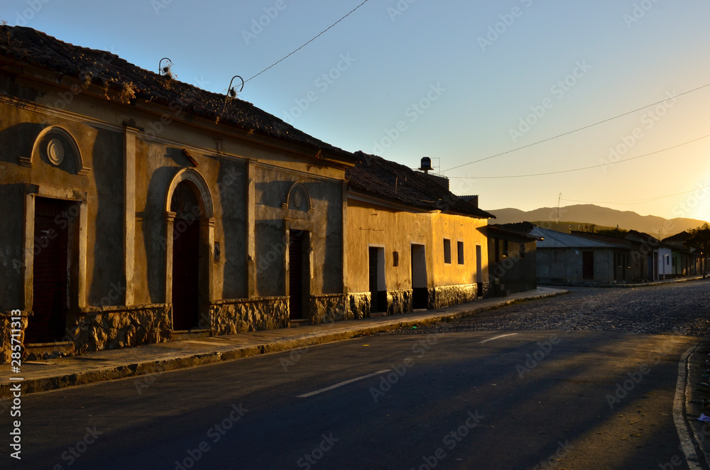 Old houses in the evening light in Aiquile, a small town of Bolivia