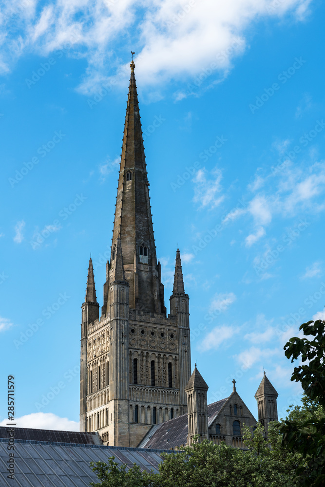 Tower of Norwich Cathedral in East England