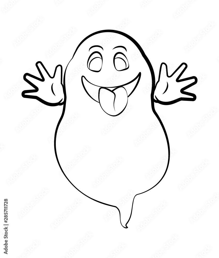 Contour ghost on a white background. Cute black outline ghost. Character for decorating the Halloween festival Contour ghost on a white background. Cute black outline ghost. Character for decorating the Halloween festival