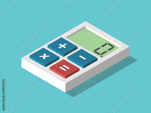 Isometric minimalistic calculator, zero