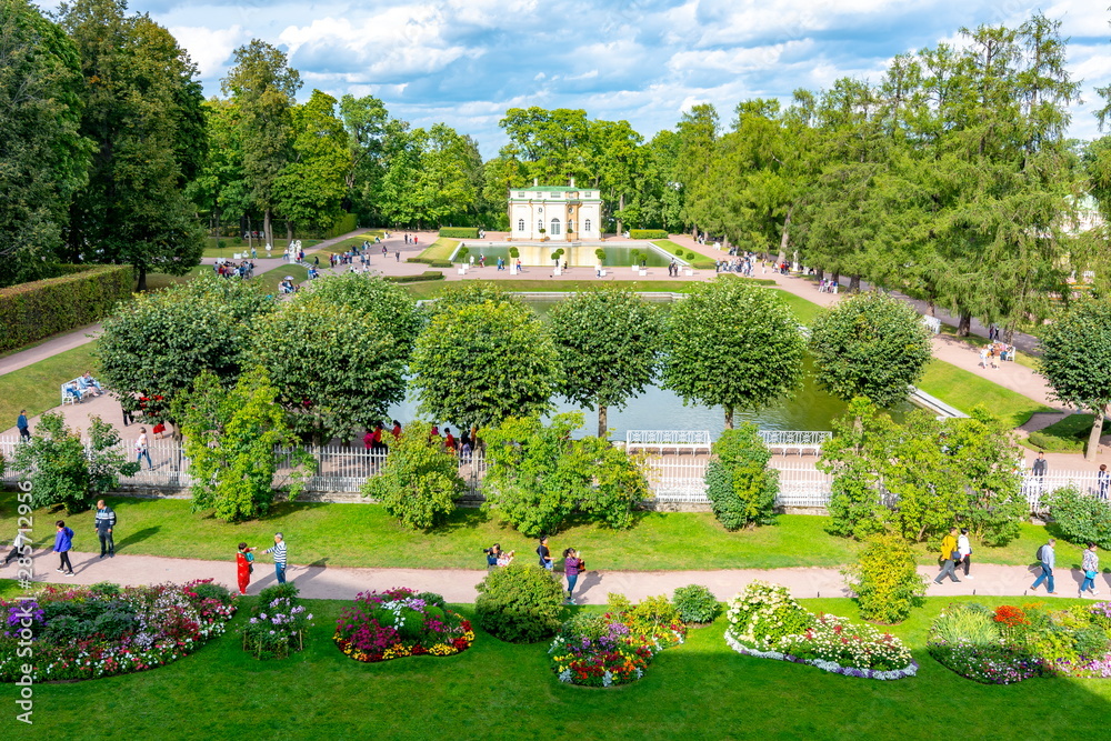 Catherine park in Tsarskoe Selo (Pushkin) in summer, St. Petersburg, Russia