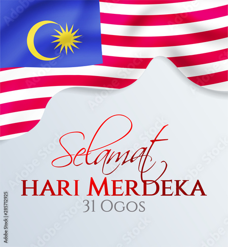 Flag Of Malaysia Selamat Hari Merdeka Holiday Translate Malaysia Independence Day Background Template For Poster Banner Flyer Invitation Etc Stock Vector Adobe Stock