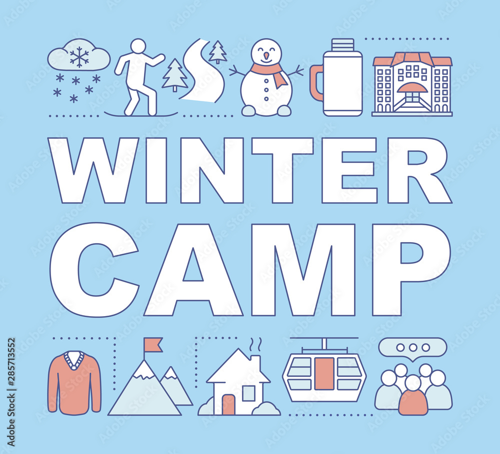 Winter camp word concepts banner