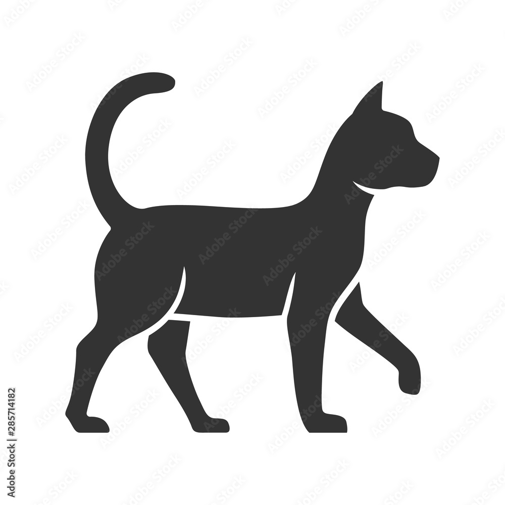 Witch cat glyph icon. Sorceress pet. Magic cat. Witchcraft and sorcery silhouette symbol. Negative space. Vector isolated illustration