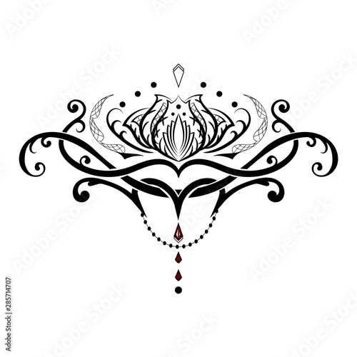 beautiful tattoo of a Lotus flower.tribal style.vector