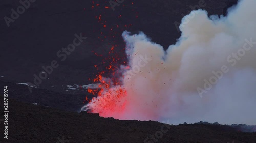 Mount Etna Eruption - Lava flow and ash emission in volcano Etna in Sicily