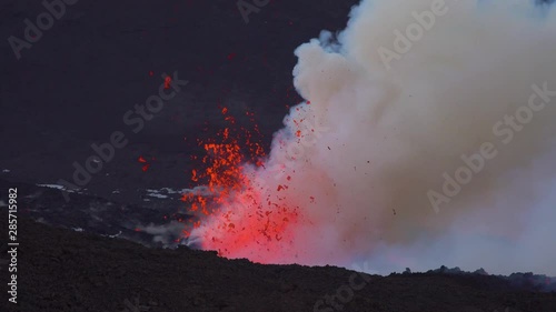 Mount Etna Eruption - Lava flow and ash emission in volcano Etna in Sicily