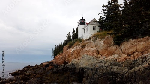 Panning timelapse video of the Bass Harbor Light House in Maine. photo