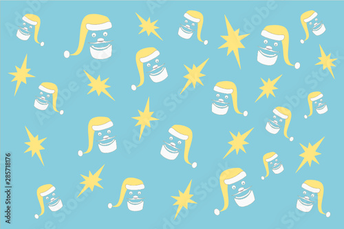 Seamless Christmas pattern with cartoon Santa Claus vector. Wrapping paper design. Wallpaper background.