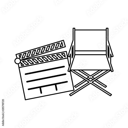 clapboard cinema with chair director