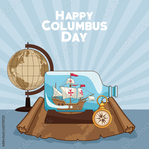 colombus columbus day card poster