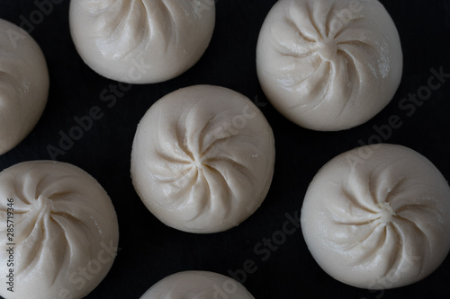 Georgian traditional dumplings khinkali with meat. Closeup.  photo