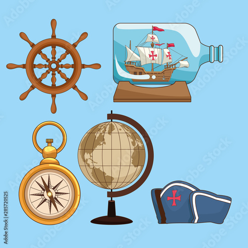 Antique sea navigation set of tools