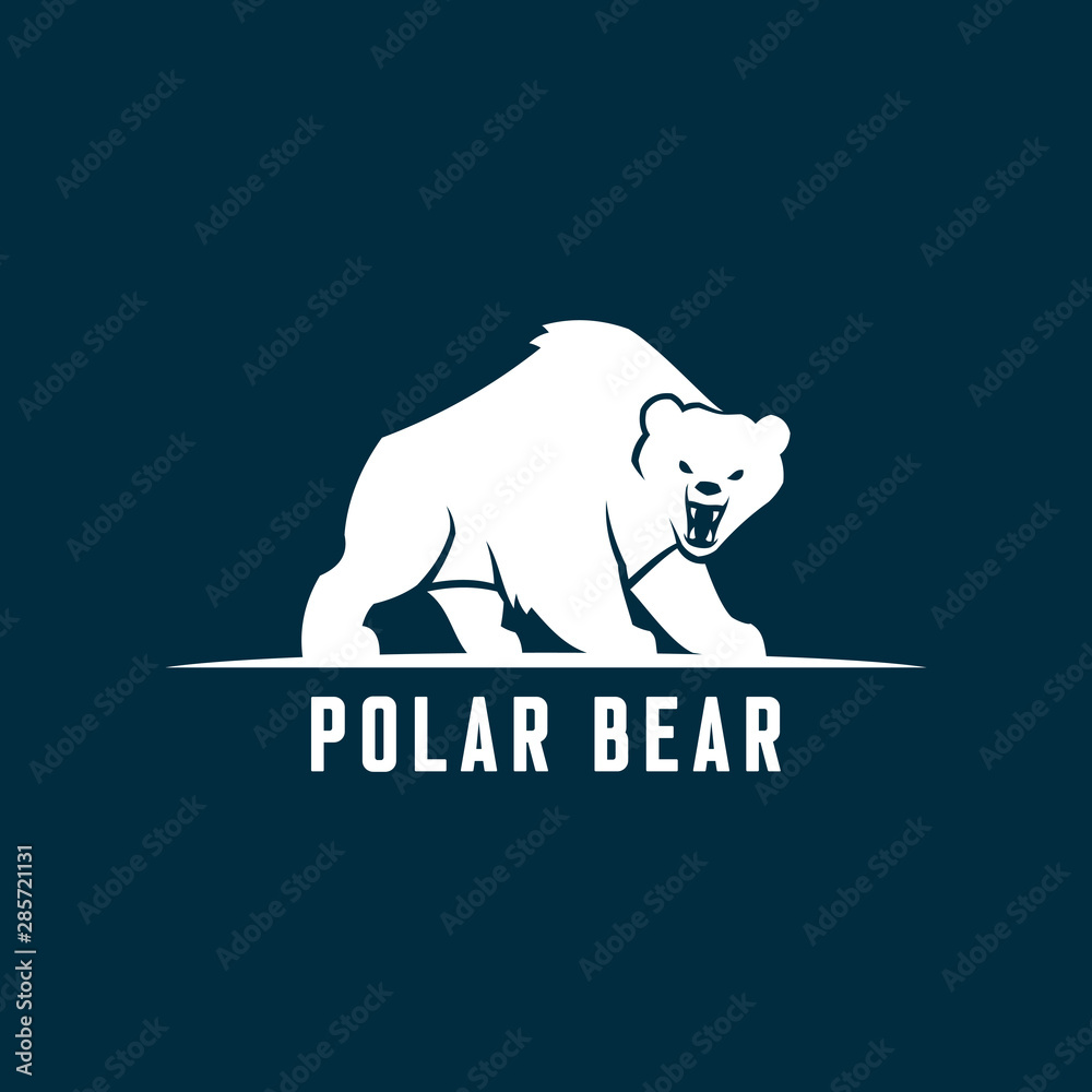 Fototapeta premium Bear silhouette. Polar bear cut out icon.