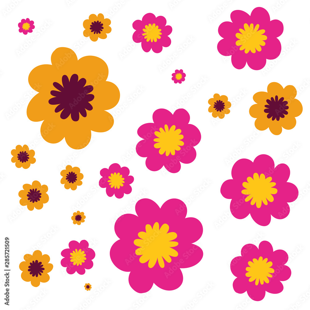 pattern colorful flowers isolated icon