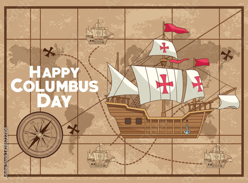 colombus columbus day card poster