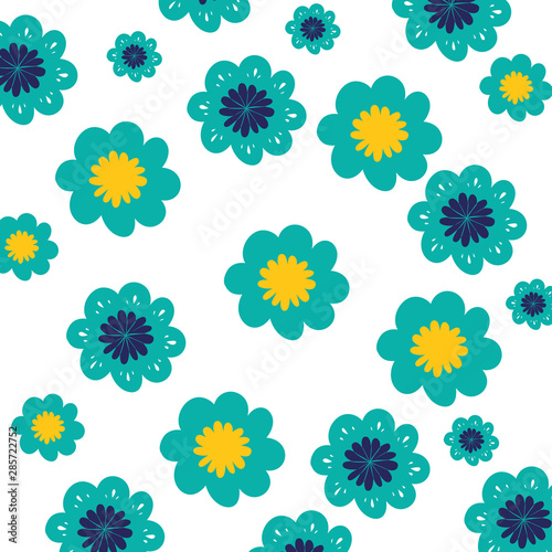 pattern colorful flowers isolated icon © grgroup