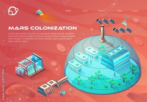 Advertising Banner Inscription Mars Colonization.