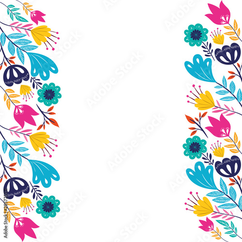 pattern colorful flowers isolated icon