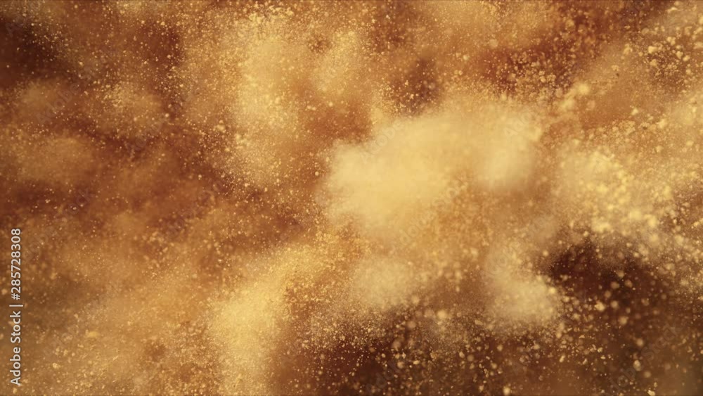 Super Slowmotion Shot of Brown Powder Explosion on Black Background. Shot with High Speed Cinema Camera at 1000fps