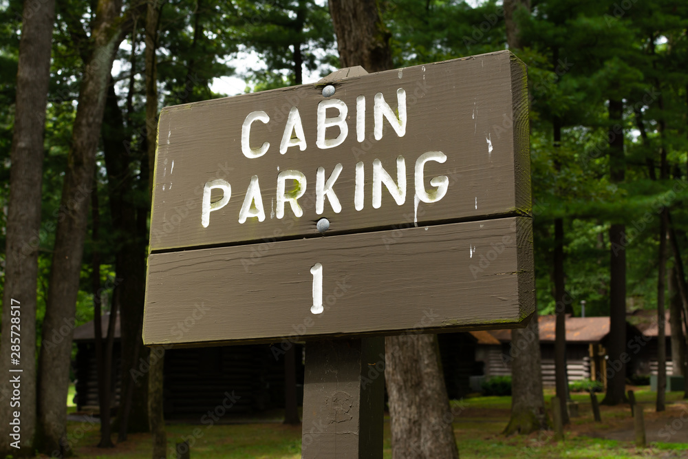 Cabin Parking sign