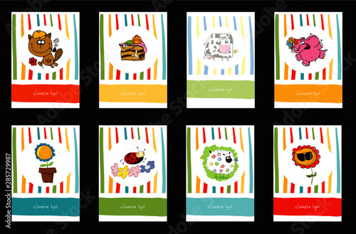 Collection of vector illustrations of a greeting card