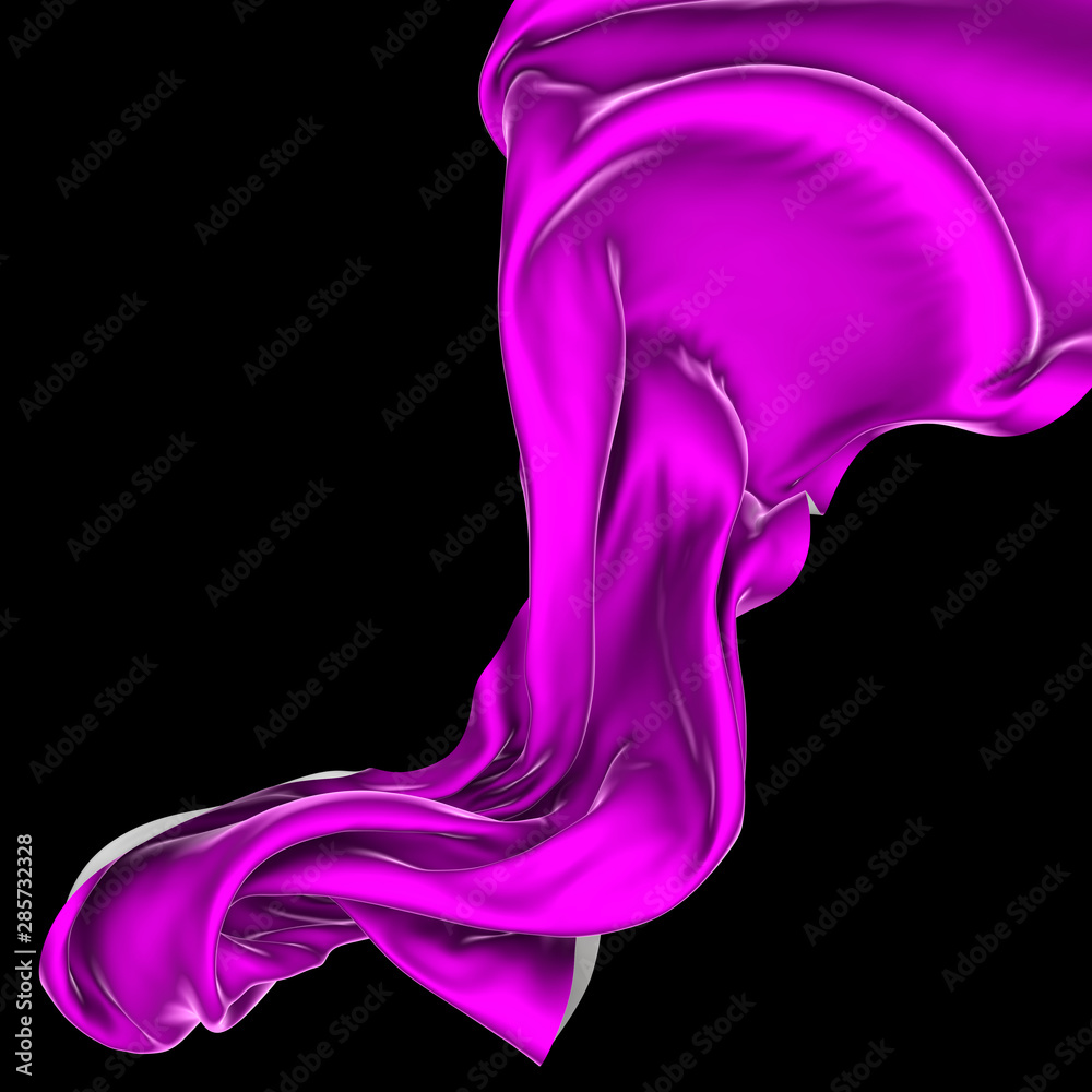 Wavy fabric on a white background. 3D rendering. Wavy fabric on a white background. 3D rendering.