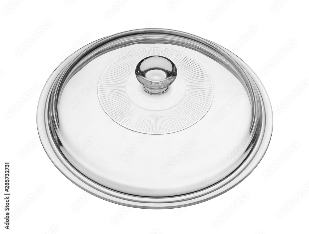 Glass pot cover lid (with clipping path) isolated on white background Glass pot cover lid (with clipping path) isolated on white background