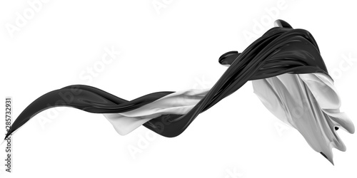 Wavy fabric on a white background. 3D rendering.