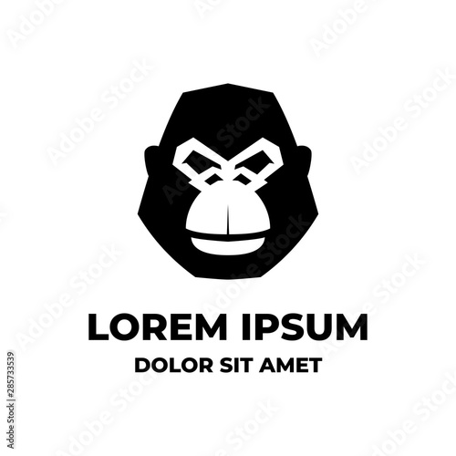 Simple black portrait gorilla ape face logo design