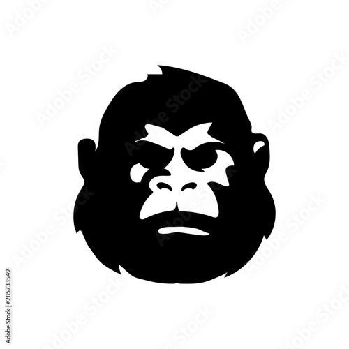 Simple black portrait gorilla ape face logo design