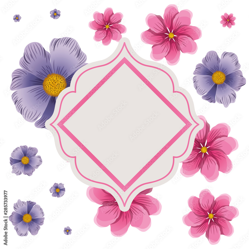 frame with flowers isolated icon