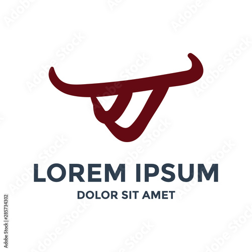 JJ or JT initial alphabet form simple bull head with great horn logo design